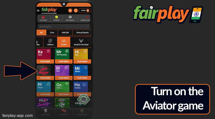 Start your Aviator session on Fairplay India
