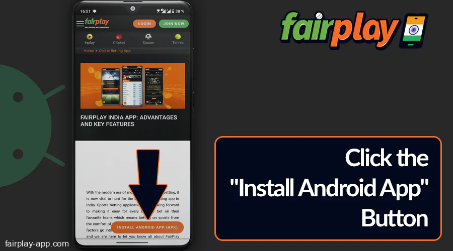 Select the \"Download on Android\" option on the Fairplay IN page