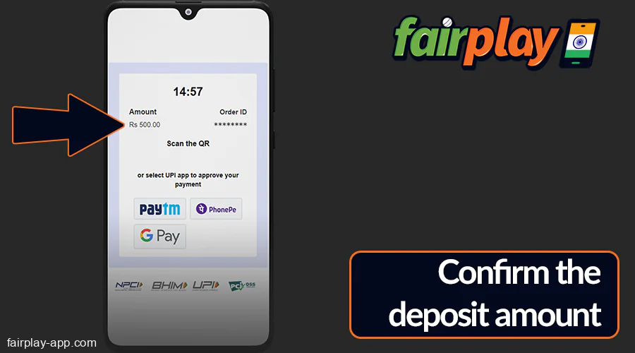 Set the deposit amount on the Fairplay IN platform